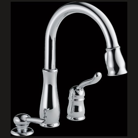 DELTA Leland Single Handle Pull-Down Kitchen Faucet with Soap Dispenser 978-SD-DST